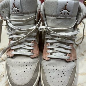 Nike High-Top Sneakers in Off-White & Dusty Rose